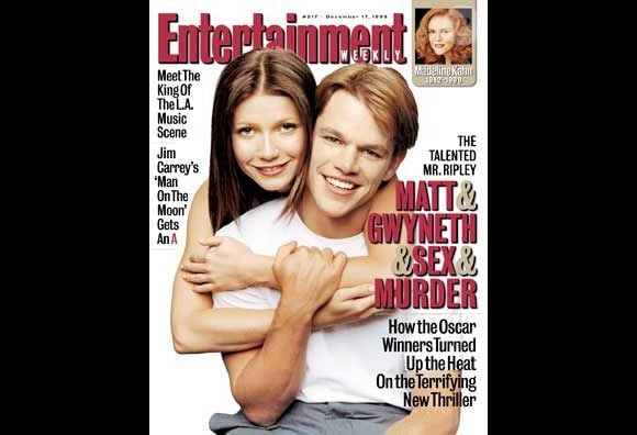 Matt Damon et Gwyneth Paltrow, premiers rôles dans Le Talentueux Mr. Ripley, prennent la pose pour la couverture d'Entertainment Weekly. Décembre 1999.