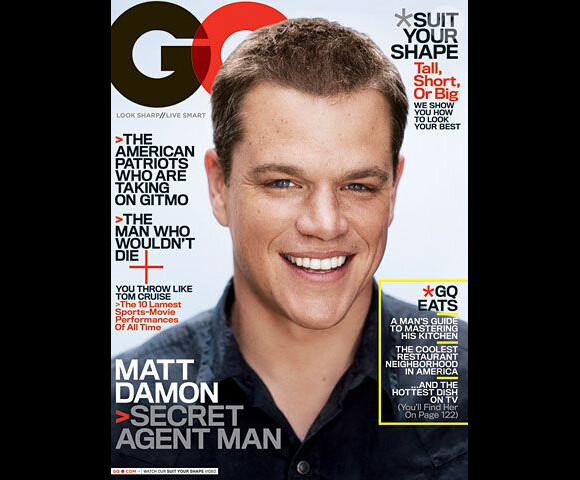 Août 2007 : l'acteur Matt Damon pose en couverture du magazine GQ.