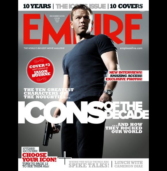 Matt Damon dans le rôle de Jason Bourne (La Vengeance Dans La Peau), pour faire la Une du magazine Empire. Décembre 2009.