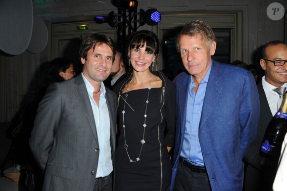 Fabrice Santoro, Anne Vogt-Bordure et PPDA lors de la quatrième édition du Prix Meurice pour l'art contemporain, le 10 octobre 2011.