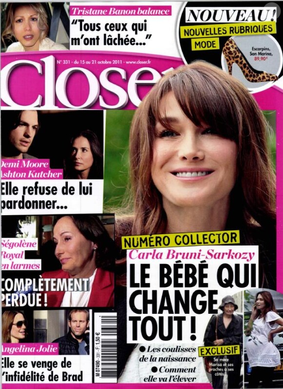 Le magazine Closer en kiosques samedi 15 octobre 2011.