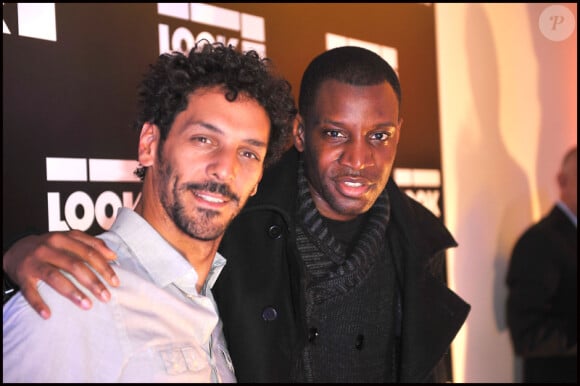 Tomer Sisley et Abd Al Malik lors de la soirée d'inauguration de la boutique Look à Paris, rue Saint-Honoré, le 17 octobre 2011