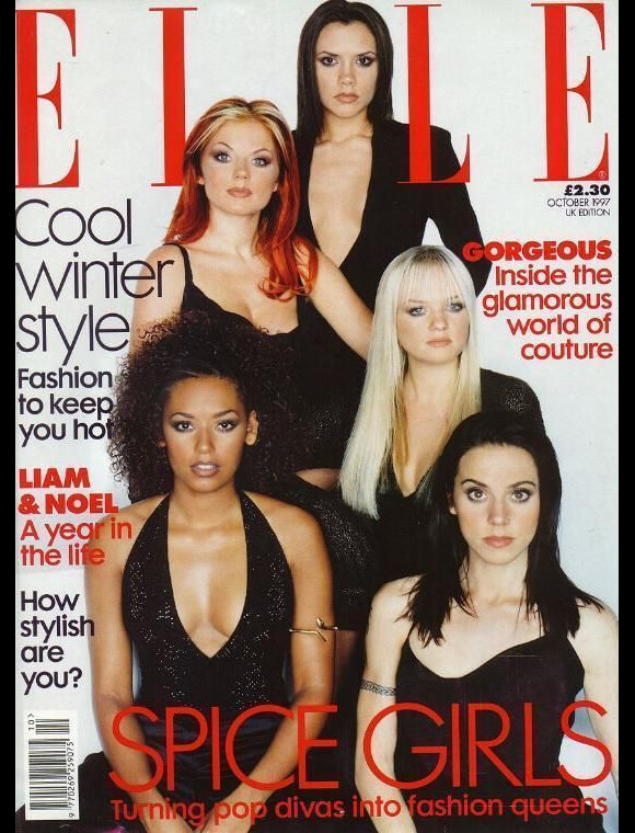 Victoria Beckham et les Spice Girls en couverture de Elle. Octobre 1997.