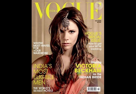 Victoria Beckham se transforme en Indienne mariée pour Vogue India. Novembre 2008.