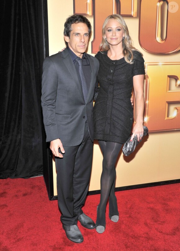 Ben Stiller et sa femme Christine Taylor lors de l'avant-première du Casse de Central Park, à New York le 24 octobre 2011