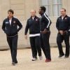 Les rugbymen du XV de France accueillis au Palais de l'Élysée à Paris le 26 octobre 2011