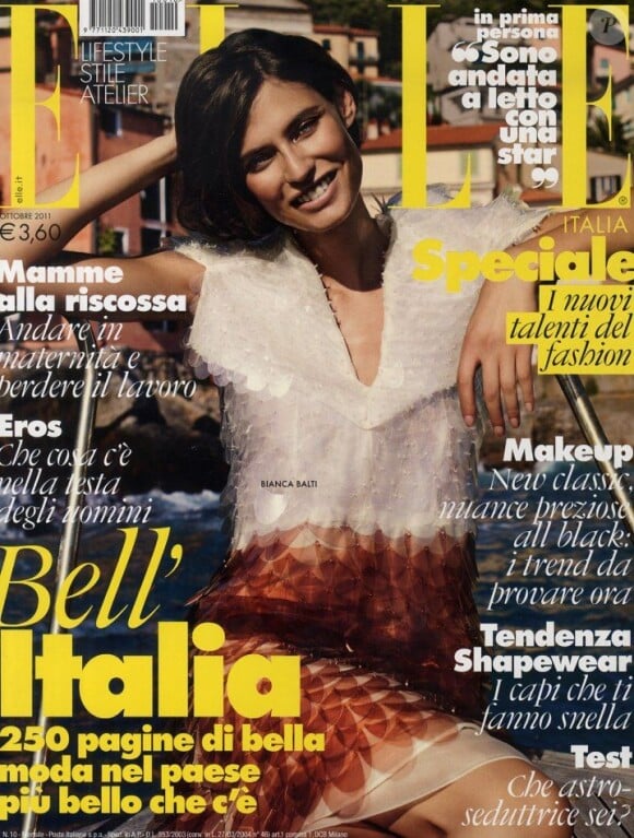 Le mannequin de 27 ans Bianca Balti, en couverture du Elle Italia. Octobre 2011.