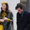 La jolie Leighton Meester et Penn Badgley sur le tournage de Gossip Girl, à New York, le 31 octobre 2011