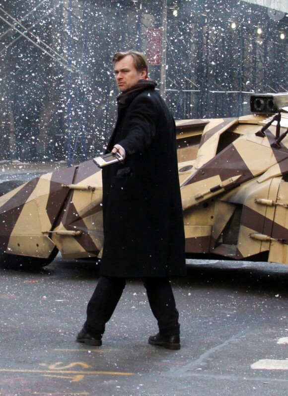 Christopher Nolan sur le tournage de The Dark Knight Rises, à New York le 5 novembre 2011