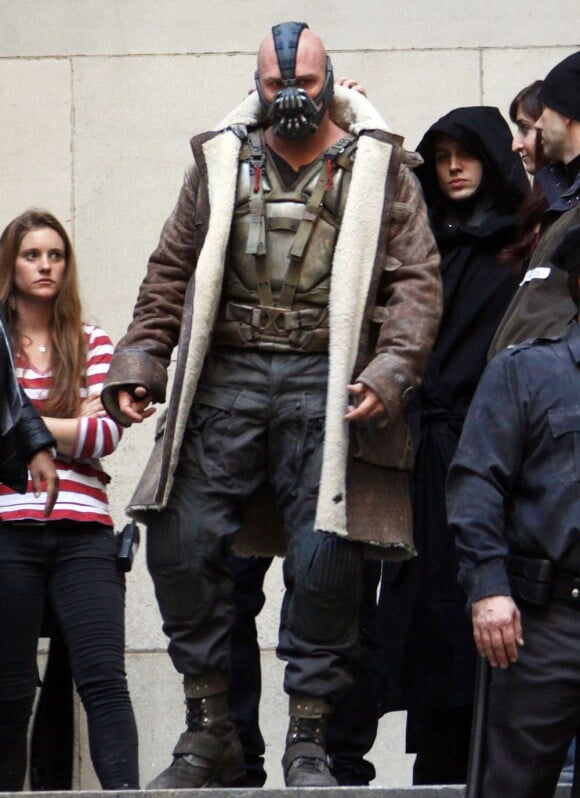 Tom Hardy, sur le tournage de The Dark Knight Rises, à New York le 5 novembre 2011