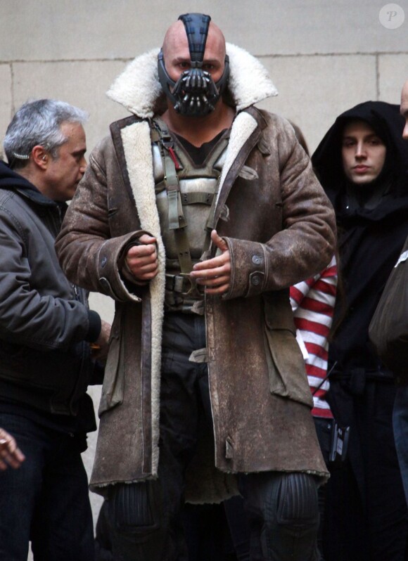 Tom Hardy sur le tournage de The Dark Knight Rises, à New York le 5 novembre 2011