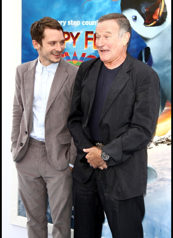 Elijah Wood et Robin Williams à l'avant-première de Happy Feet 2 à Los Angeles, le 13 novembre 2011.