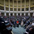 Les royaux belges lors de la réception et de la séance photo au Parlement dans le cadre de la Fête du Roi le 15 novembre 2011 à Bruxelles.