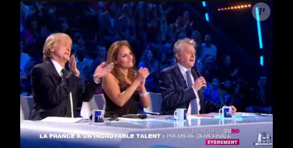 Le jury Sophie Edelstein, Gilbert Rozon et Dave dans la bande-annonce de La France a un Incroyable Talent, diffusée sur M6 mercredi 23 novembre 2011