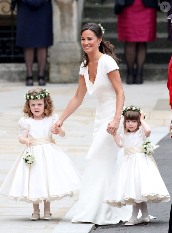 Pippa Middleton lors du mariage royal le 29 avril 2011 à Londres, portant sa superbe robe imaginée par la maison Alexander McQueen
