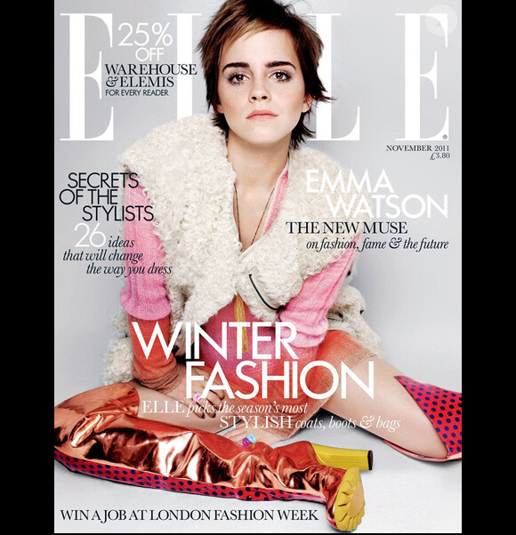 Emmma Watson en couverture du magazine Elle édition britannique - novembre 2011