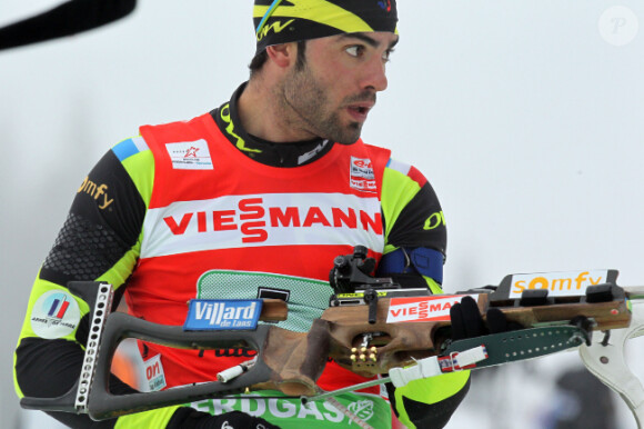Simon Fourcade le 11 décembre 2011 à Hochfilzen en Autriche lors du relais 4x7,5 km