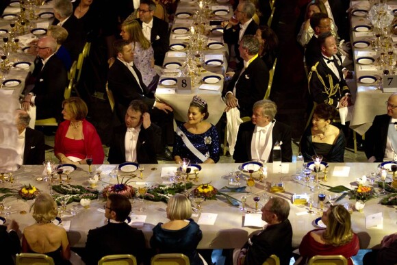 La princesse Victoria de Suède lors de la soirée de remise des Nobel de médecine, littérature, physique, chimie et économie à Stockholm le 10 décembre 2011.