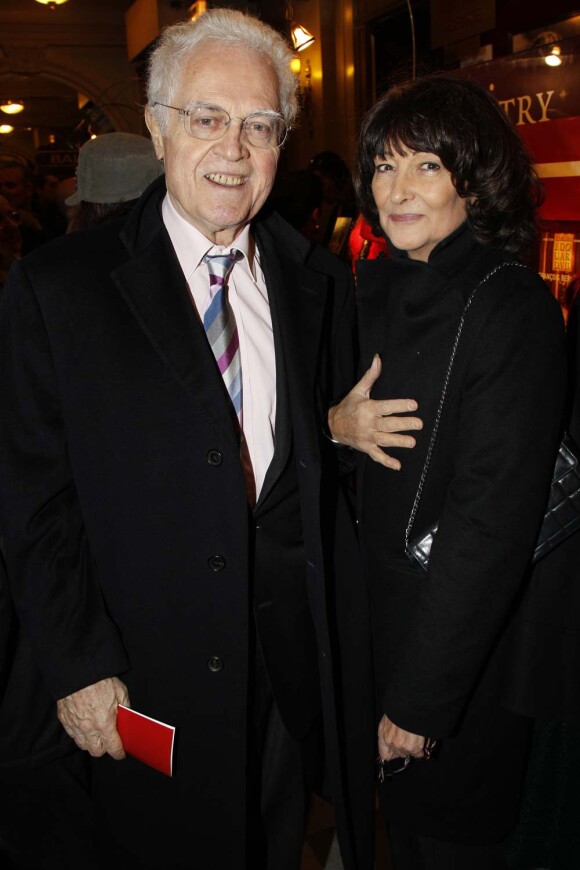 Lionel Jospin et Sylviane Agacinski à la générale de Quadrille au Théâtre Edouard-VII, à Paris, le 12 décembre 2011.