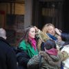 Leighton Meester et Blake Lively dans les rues de New York pour le tournage de Gossip Girl le 14 décembre 2011
