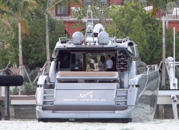 Le yacht du conjoint de Naomi Campbell, l'homme d'affaires russe Vladislav Doronin, amarre à Miami, le 24 décembre 2011.