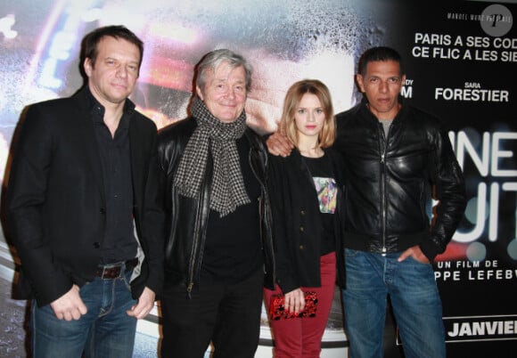 Samuel Le Bihan, Philippe Lefebvre, Sara Forestier et Roschdy Zem lors de l'avant-première du film Une nuit à Paris le 2 janvier 2012