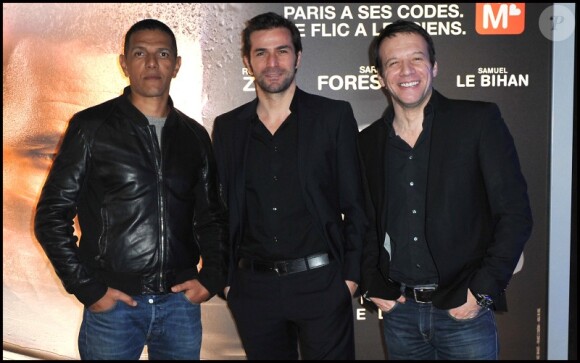 Roschdy Zem, Grégory Fitoussi et Samuel Le Bihan lors de l'avant-première du film Une nuit à Paris le 2 janvier 2012