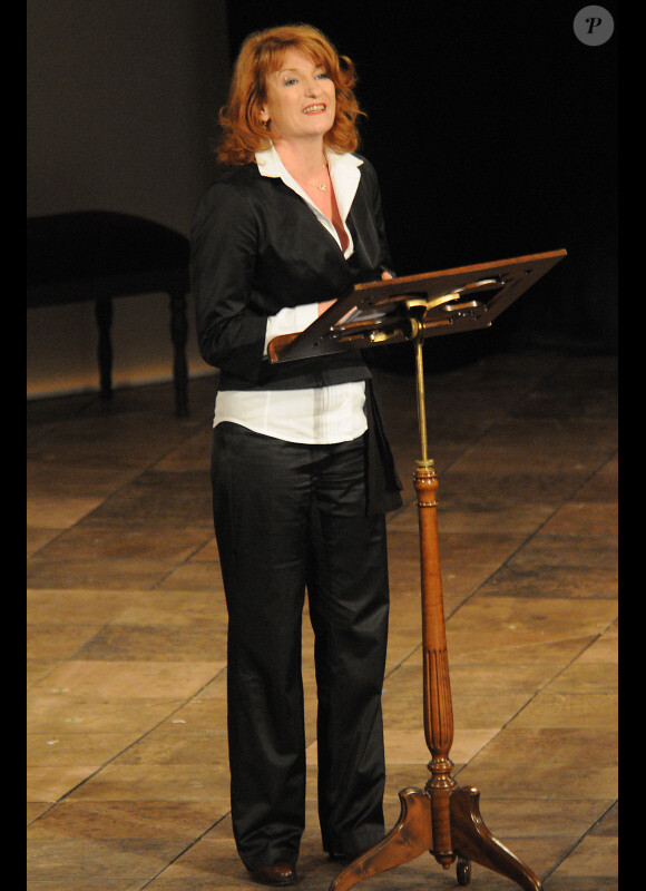 Muriel Mayette lors de l'inauguration du théâtre éphémère de la Comédie Française à Paris, le 9 janvier 2012