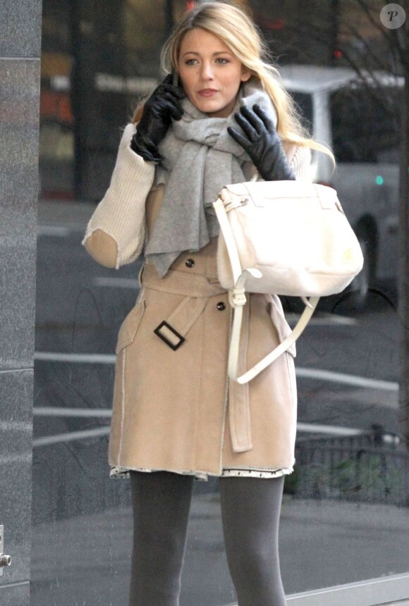 Blake Lively sur le tournage de Gossip Girl à New York, le 10 janvier 2012