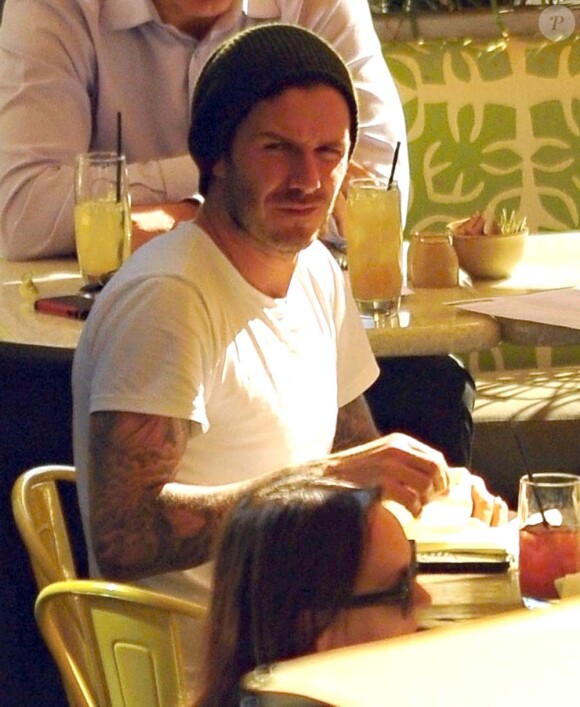 David Beckham et ses fils à Los Angeles, le 13 janvier 2012.