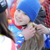 Clara Direz, victorieuse dans le slalom géant aux Jeux Olympiques d'Hiver  de la Jeunesse d'Innsbruck, le 18 janvier 2012.