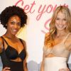 Une brune, une blonde : deux bombes qui prennent la pose pour Spanx la marque de lingerie qui fait fureur auprès des stars américaines s'installe au Salon International de la Lingerie le 22 janvier 2012
