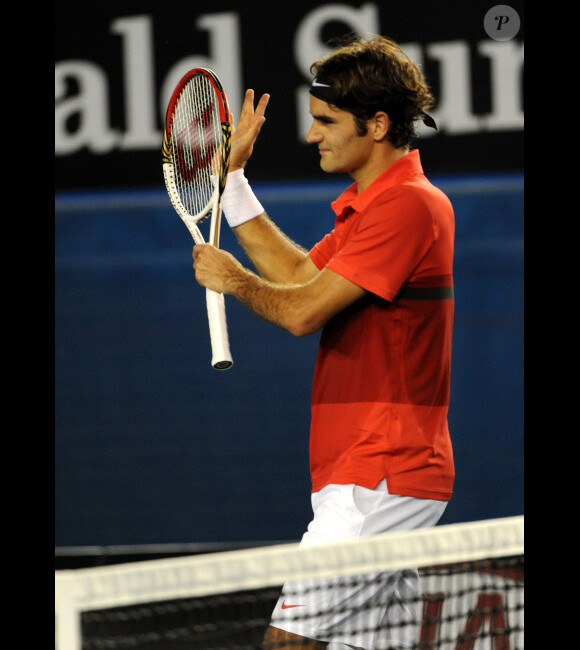 Roger Federer le 22 janvier 2012 à l'Open d'Australie face à Bernard Tomic