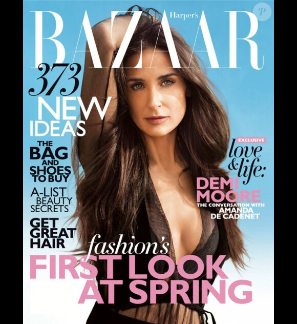 Demi Moore en couverture d'Harper's Bazaar, février 2012.
