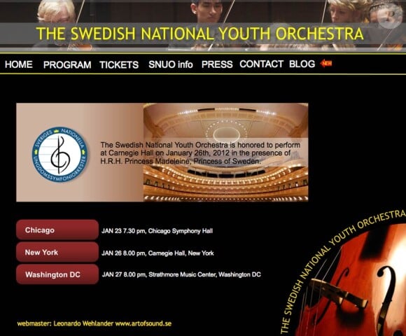 Le Swedish Youth Orchestra jouait le 26 janvier 2012 devant la princesse Madeleine, à New York.