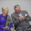 Accompagnée par son époux le prince Henrik, la reine Margrethe II de Danemark prenait part le 27 janvier 2012 au vernissage de l'exposition de ses oeuvres Essence de la couleur au musée ARKEN de Copenhague.