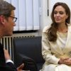 Angelina Jolie à Berlin le 10 février 2012 a rencontré le ministre fédéral allemand des Affaires étrangères Guido Westerwelle dans le cadre de son rôle d'ambassadrice de bonne volonté au Haut Commissariat pour les réfugiés de l'ONU.