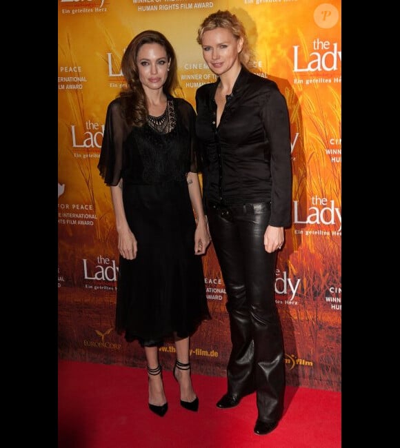 Angelina Jolie et Veronica Ferres lors de l'avant-première de The Lady à Berlin le 12 février 2012