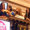 Irina Shayk et ses amies mannequins dans l'enceinte du New York Stock Exchange. New York, le 14 février 2012.