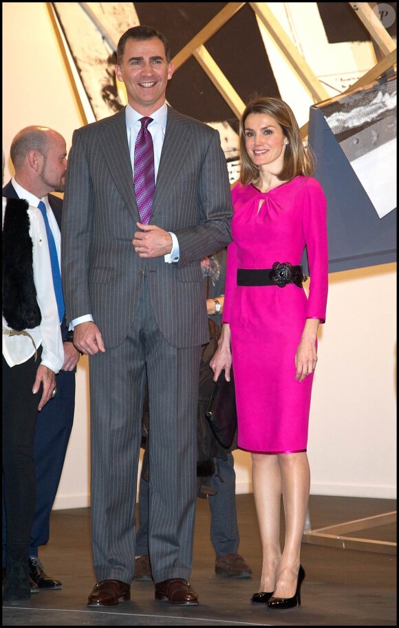 Letizia et Felipe d'Espagne inauguraient le 16 février 2012 le 31e Salon de l'art contemporain de Madrid, ARCOmadrid.