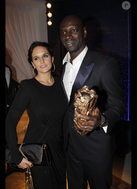 Omar Sy et sa femme Hélène lors du dîner de la 37ème cérémonie des César au Fouquet's, le 24 février 2012