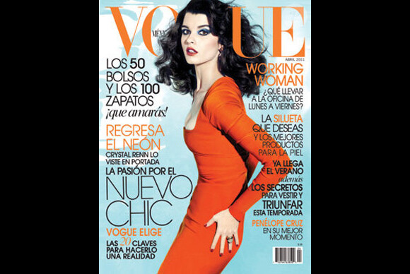 Crystal Renn toute mince en couverture du Vogue Mexico d'avril 2011.