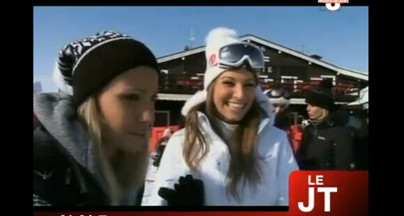 Laury Thilleman et Alexandra Rosenfeld lors de leurs vacances au ski à Mégève en mars 2012