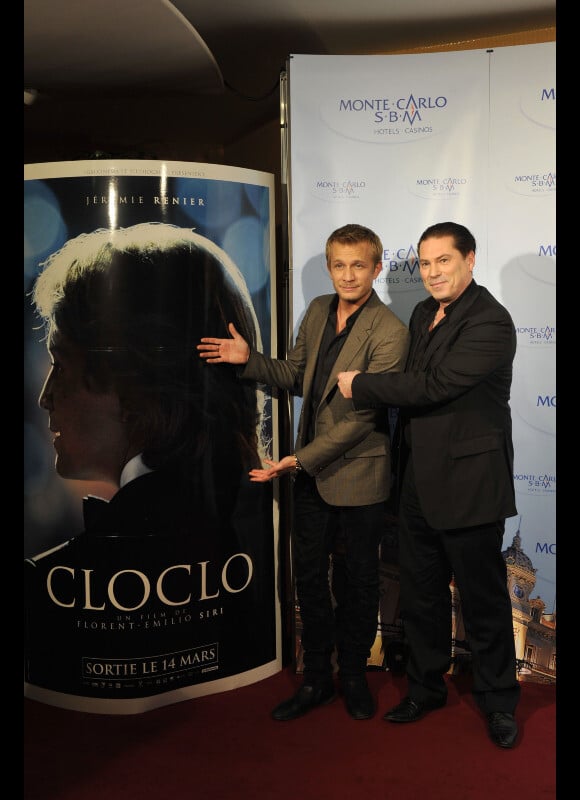 Jérémie Renier et Florent Emilio Siri présentent Cloclo à Monaco, le 10 mars 2012.