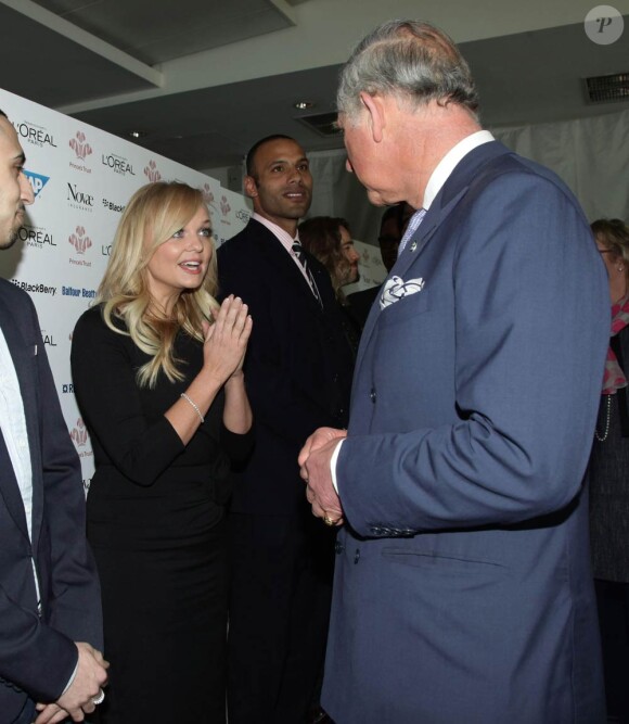 Emma Bunton ravie de rencontrer le prince Charles lors de la cérémonie des Prince's Trust and L'Oreal Paris Celebrate Success Awards le 14 mars 2012 à l'Odeon Leicester Square de Londres.