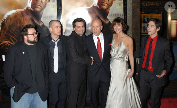 Kevin Smith, Timothy Olyphant, Len Wiseman, Bruce Willis, Mary Elizabeth Winstead et Justin Long, en juin 2007 à New York.