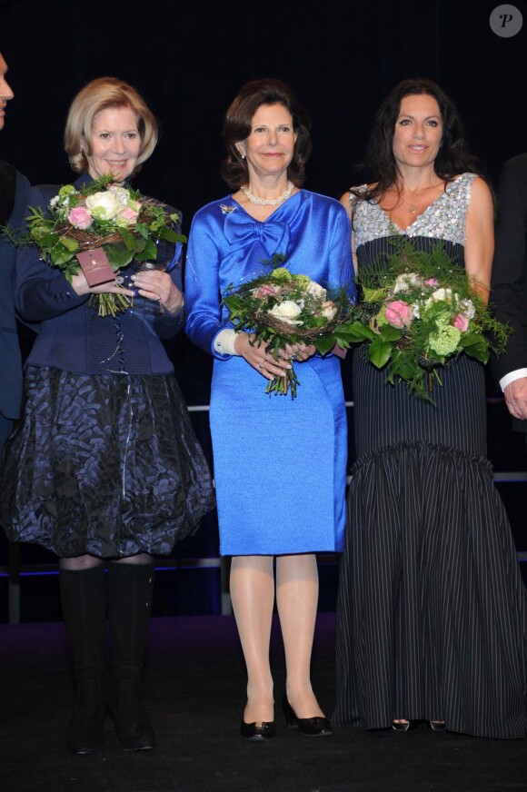 La reine Silvia de Suède était l'une des lauréates de la soirée des Steiger Awards, distinguée dans la catégorie charité, le 17 mars 2011 à Bochum, en Allemagne.