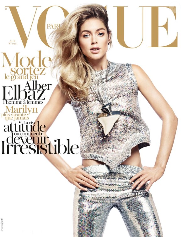 Doutzen Kroes, habillée en Givenchy prêt-à-porter printemps/été 2012 en couverture du magazine Vogue Paris d'avril 2012.