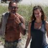Christian Audigier et sa belle Nathalie Sorensen sortent de la plage à Miami le 24 mars 2012