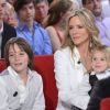 Philippe Poupon, Géraldine Danon et leurs enfants Loup, Laura et Marion le 27 mars lors du tournage de l'émission Vivement Dimanche qui sera diffusée le 1er avril 2012